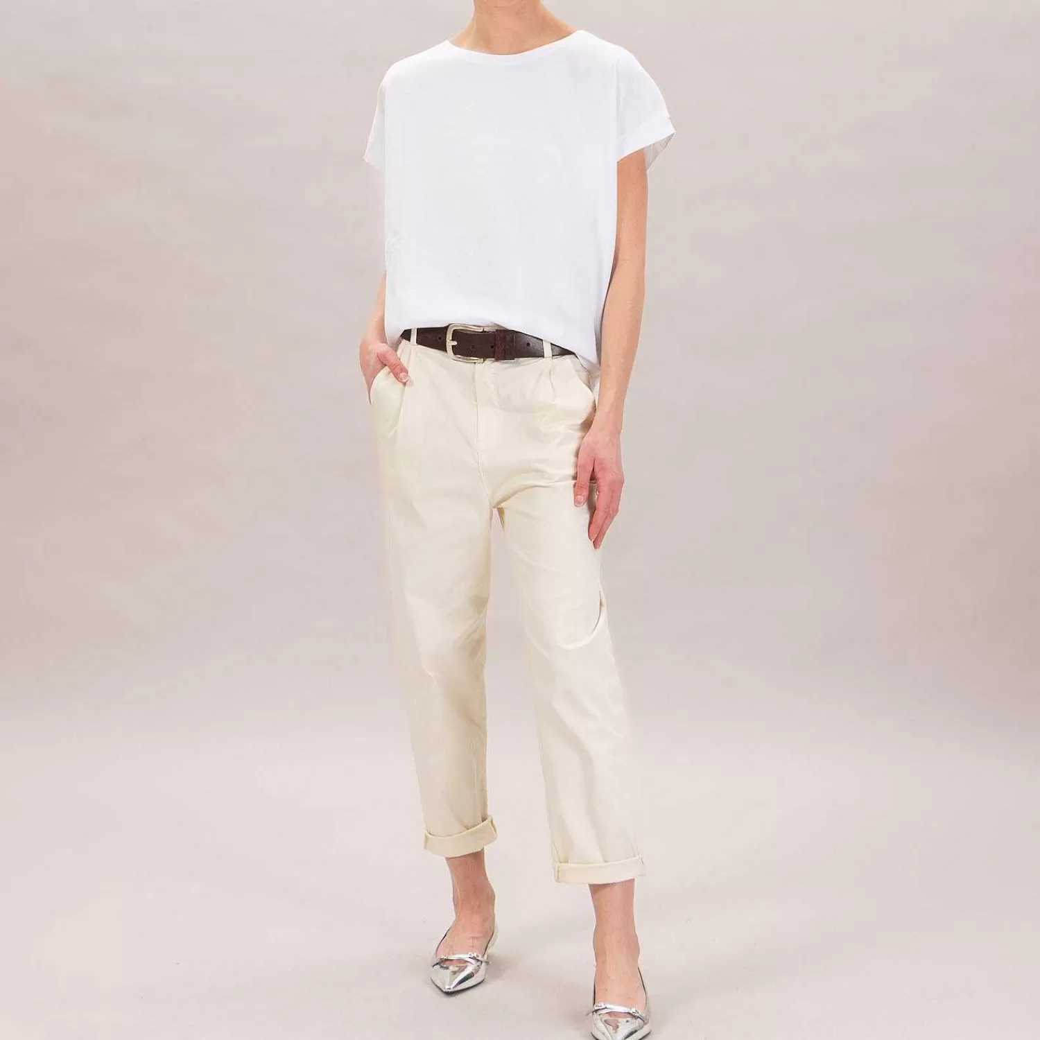 Best Sale White Mood Zeroassoluto-Pantalone Lola Elastico Dietro - Burro