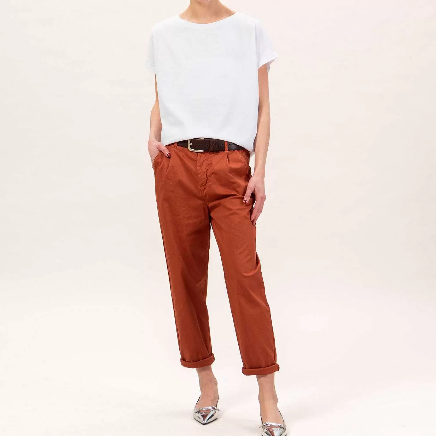 Online White Mood Zeroassoluto-Pantalone Lola Elastico Dietro - Rame