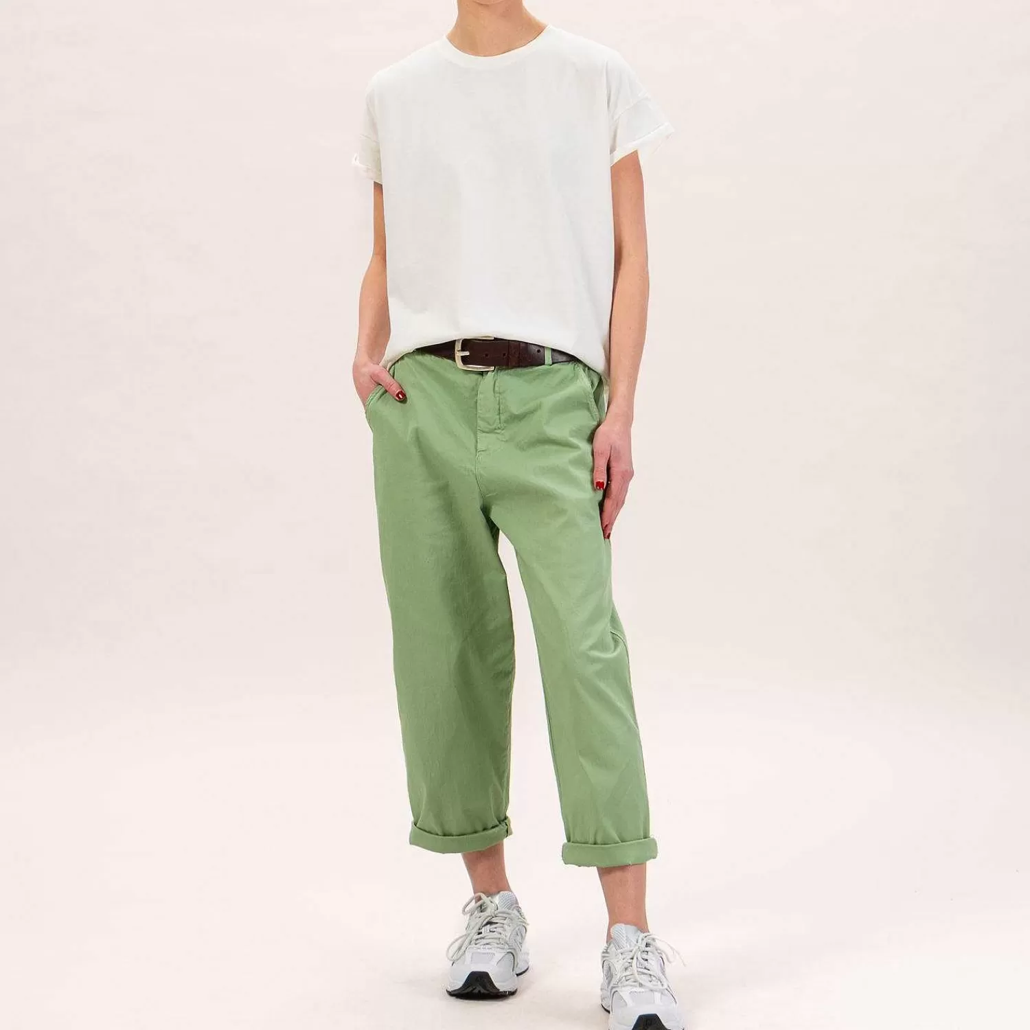 Best White Mood Zeroassoluto-Pantalone Lory Baggy Elasticizzato - Green Bay