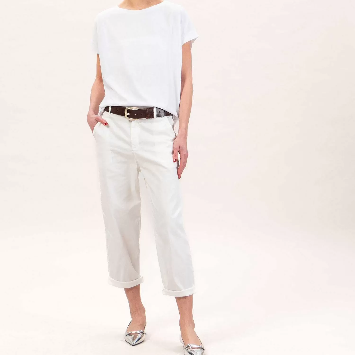 Shop White Mood Zeroassoluto-Pantalone Lory Baggy Elasticizzato - Off White