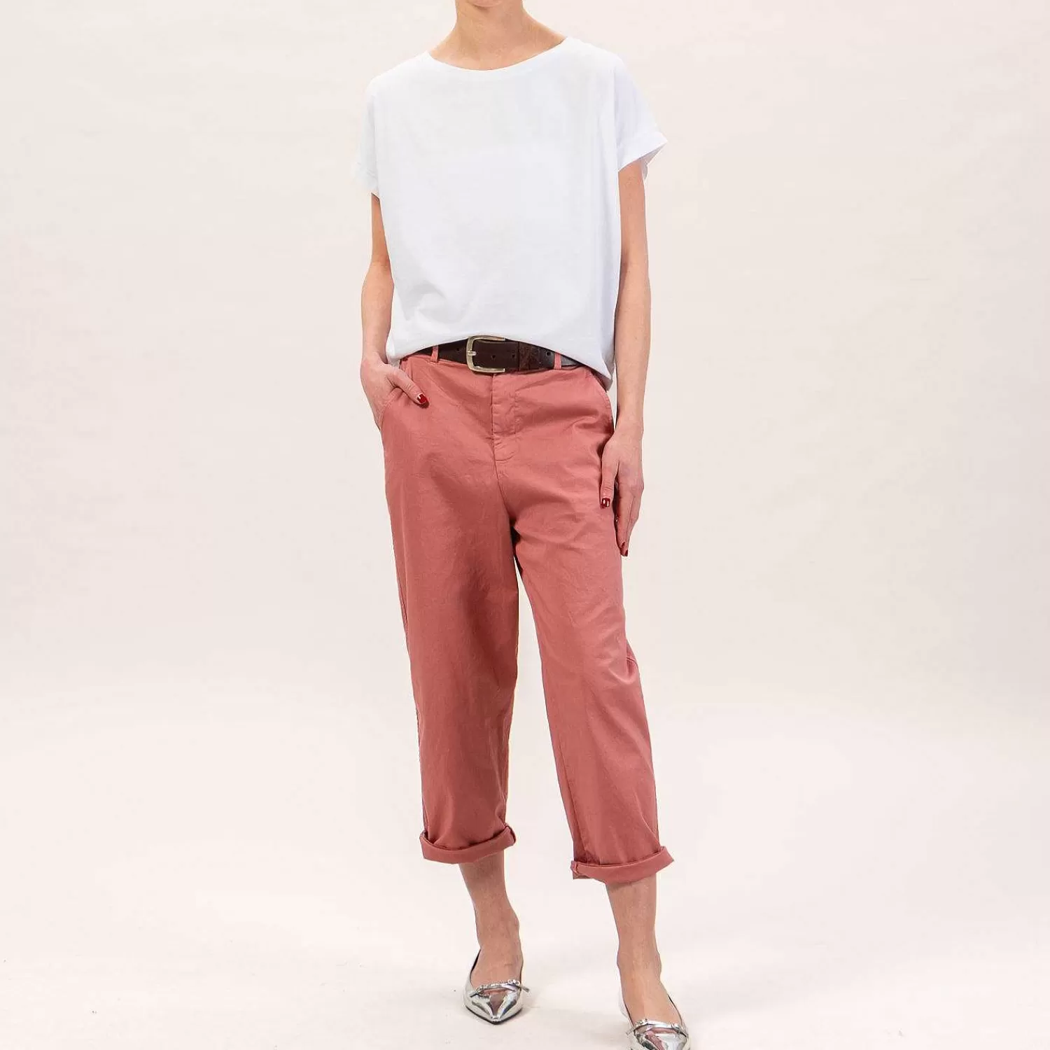 Best Sale White Mood Zeroassoluto-Pantalone Lory Baggy Elasticizzato - Pink Pepper