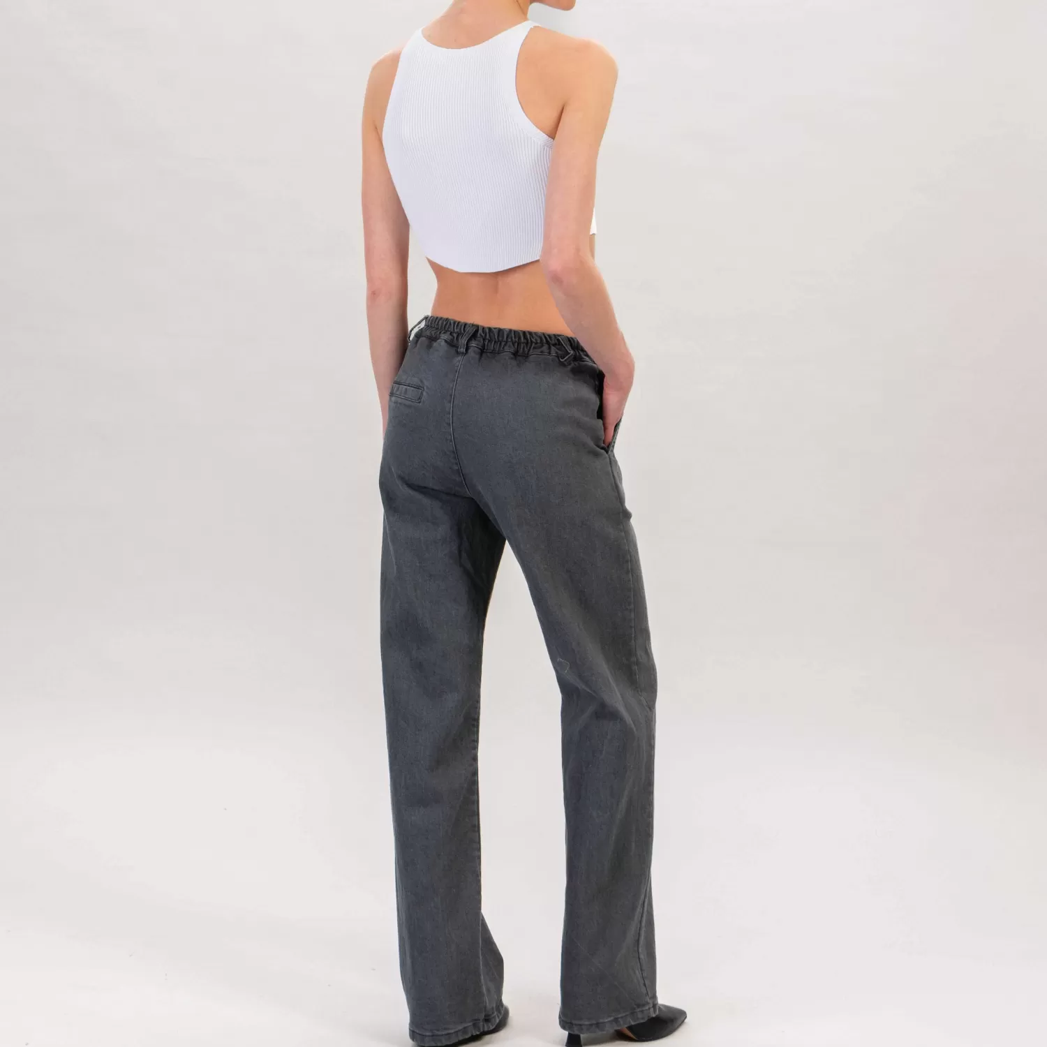 Flash Sale White Mood Zeroassoluto-Pantalone Luce Palazzo Tela Jeans - Denim Grigio