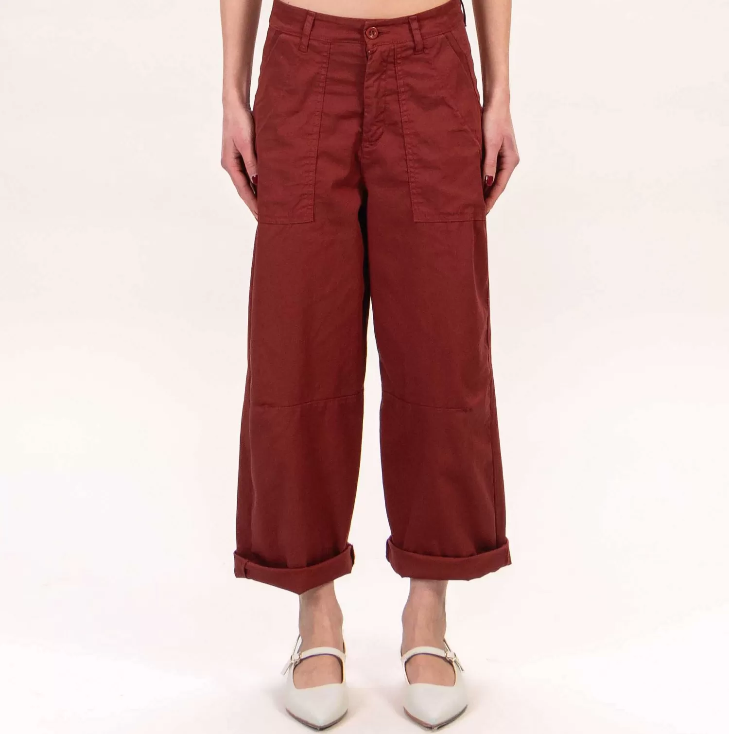 Online White Mood Zeroassoluto-Pantalone Luna Cargo Elasticizzato - Bordeaux