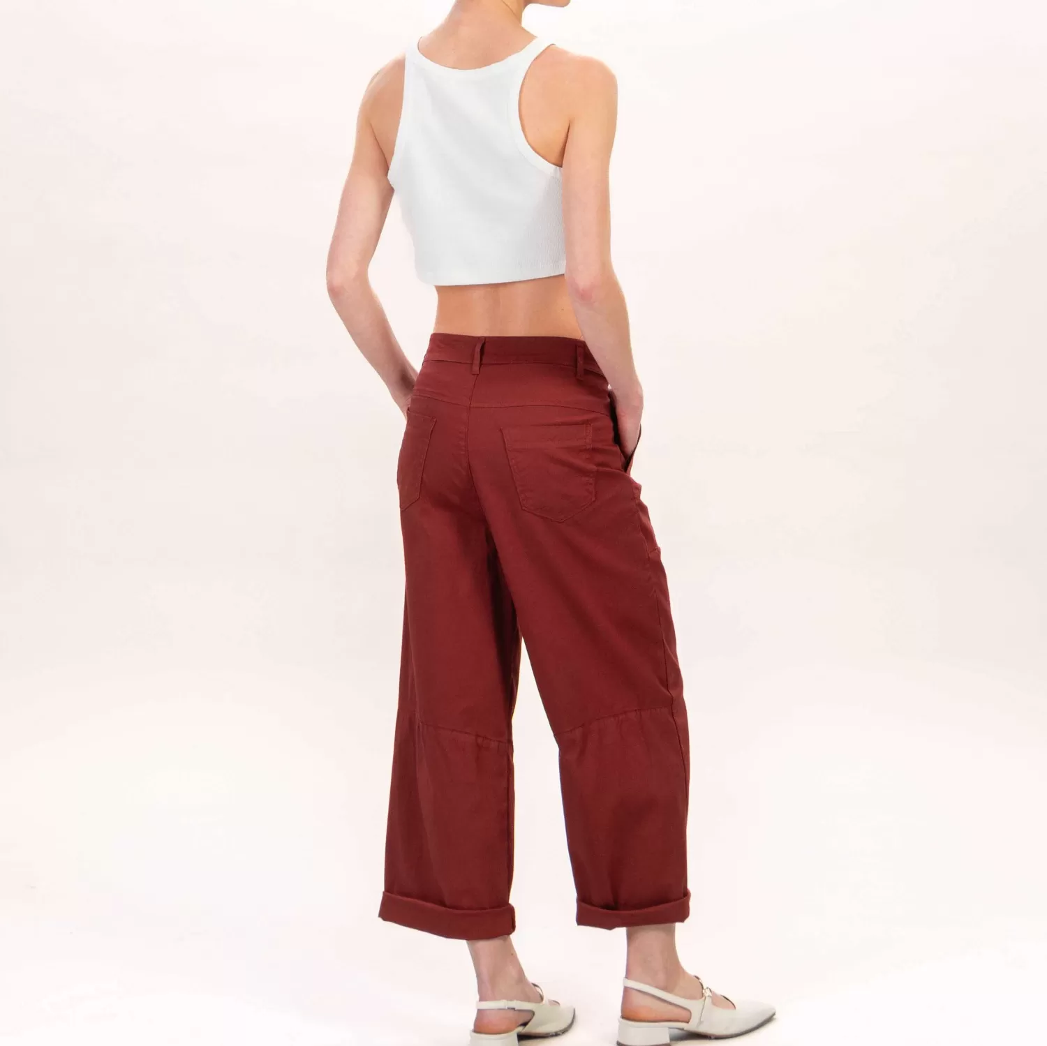 Online White Mood Zeroassoluto-Pantalone Luna Cargo Elasticizzato - Bordeaux