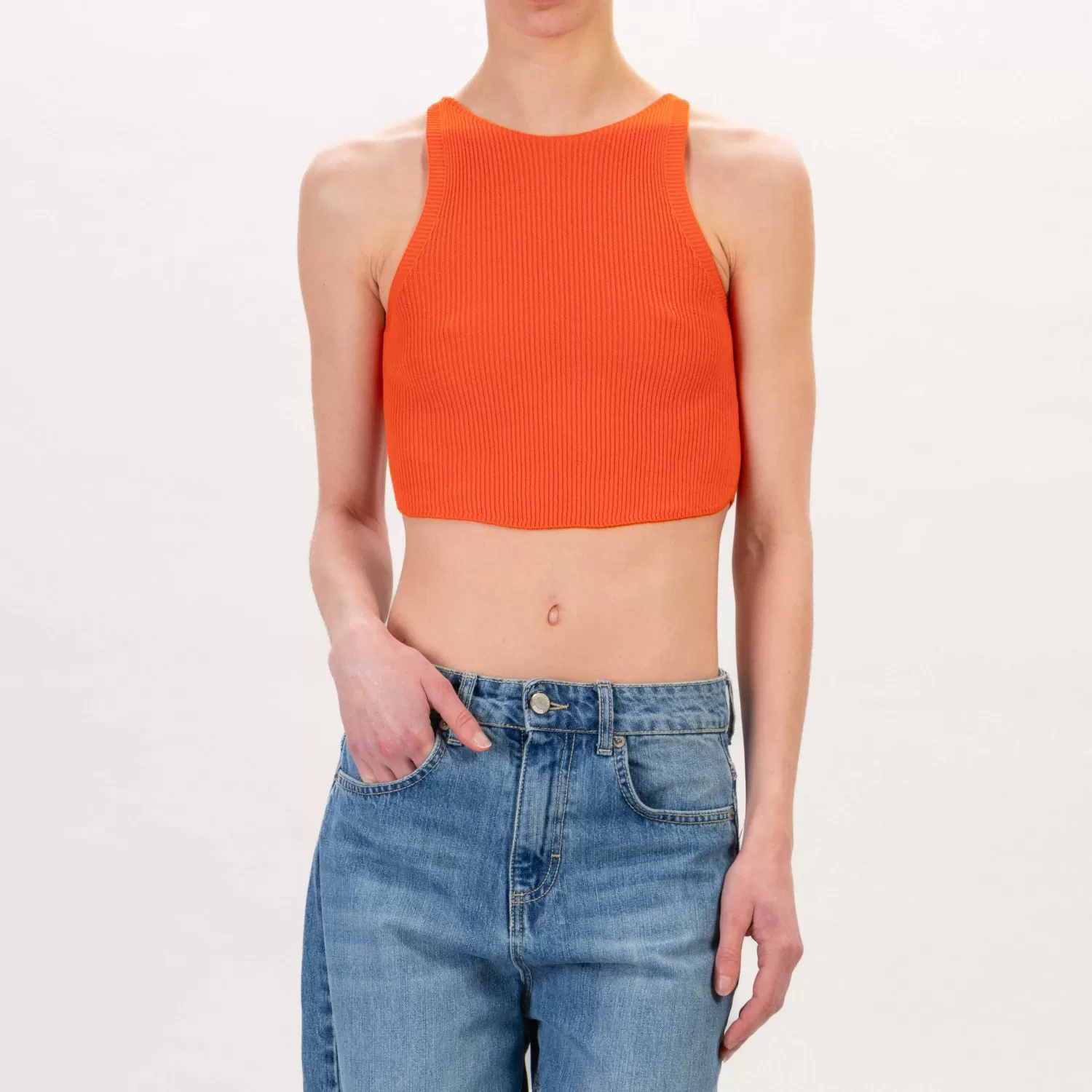 Fashion White Mood Zeroassoluto-Top Crop A Costine - Orange