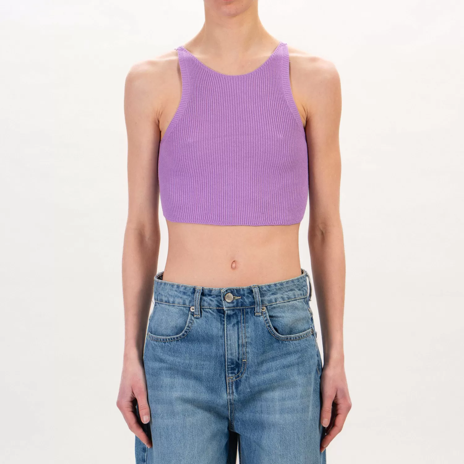 Shop White Mood Zeroassoluto-Top Crop A Costine - Viola