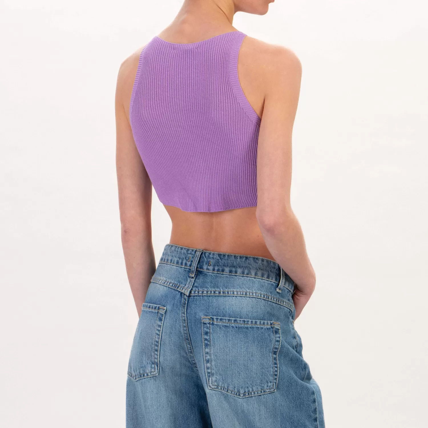 Shop White Mood Zeroassoluto-Top Crop A Costine - Viola