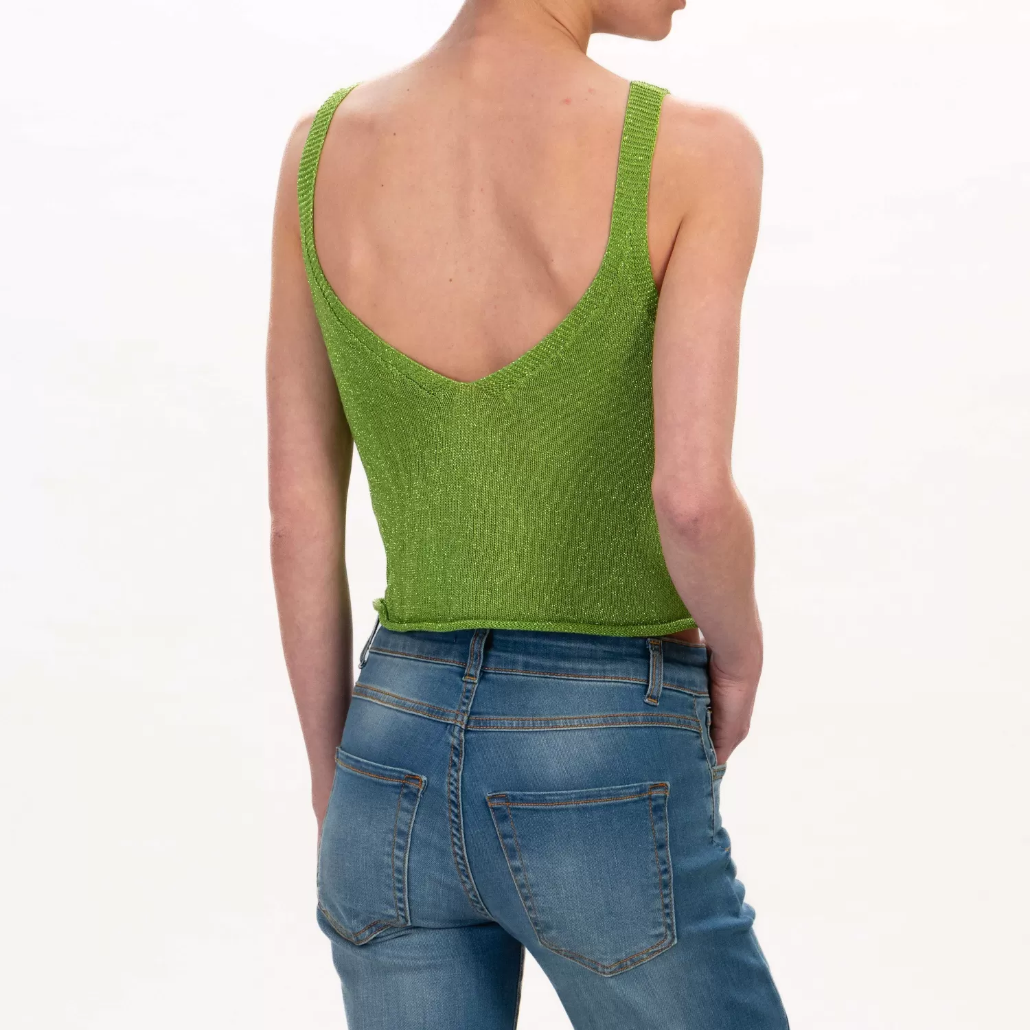 Cheap White Mood Zeroassoluto-Top Crop Con Bretelle In Lurex - Verde Mela