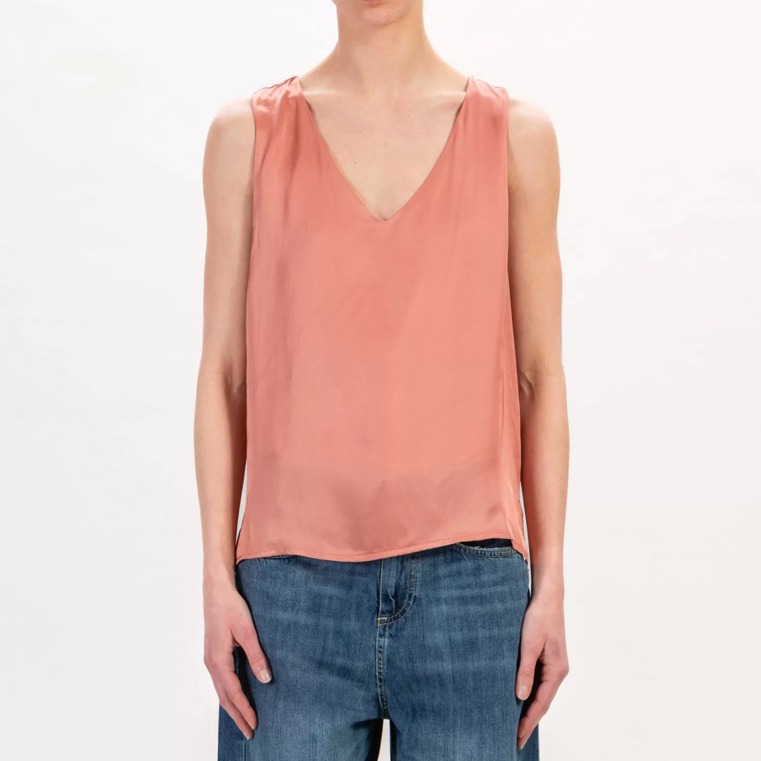 Online White Mood Zeroassoluto-Top Lia Spacchi Laterali In Satin - Blush