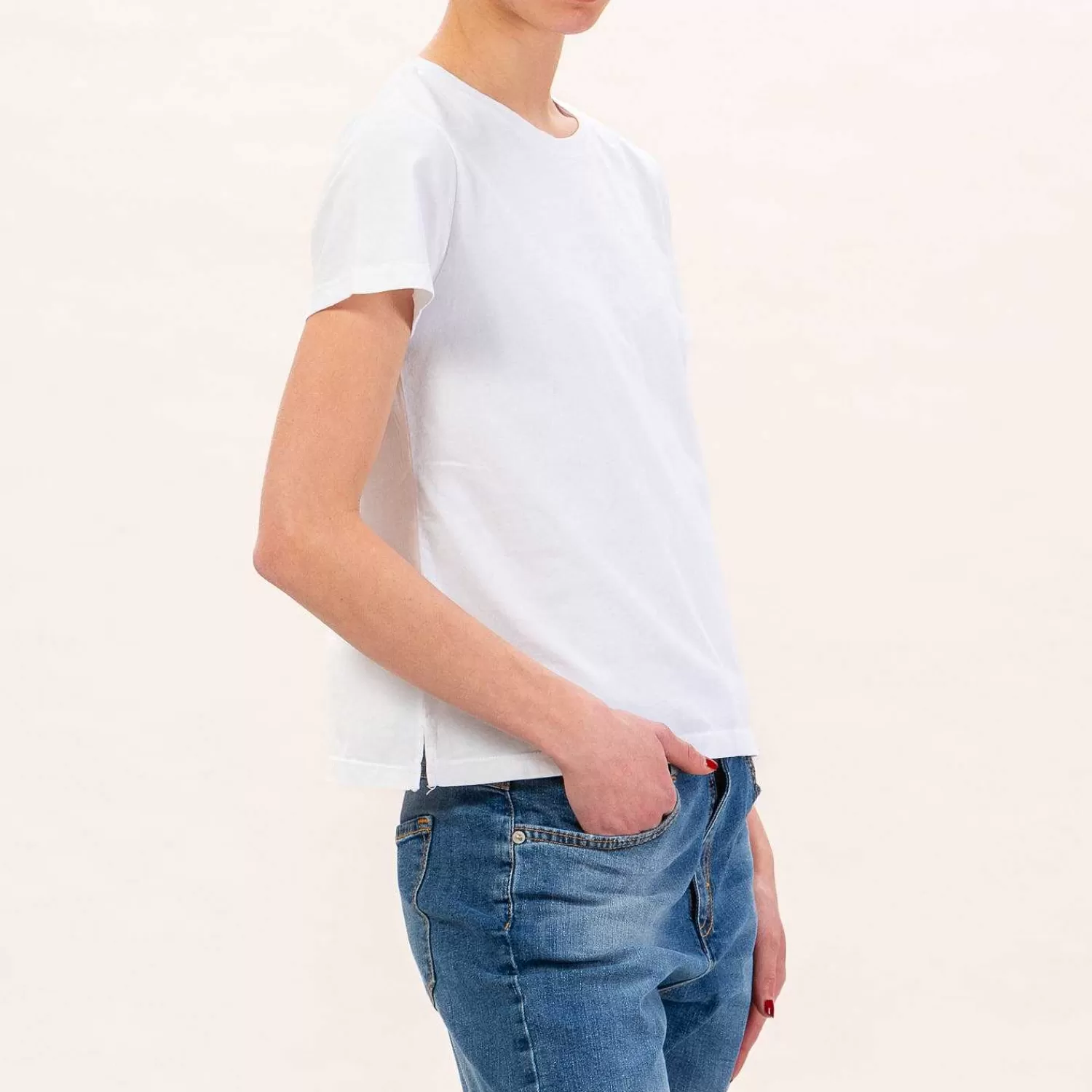 New White Mood Zeroassoluto-T-Shirt Mezza Manica Spacchi Laterali - Bianco