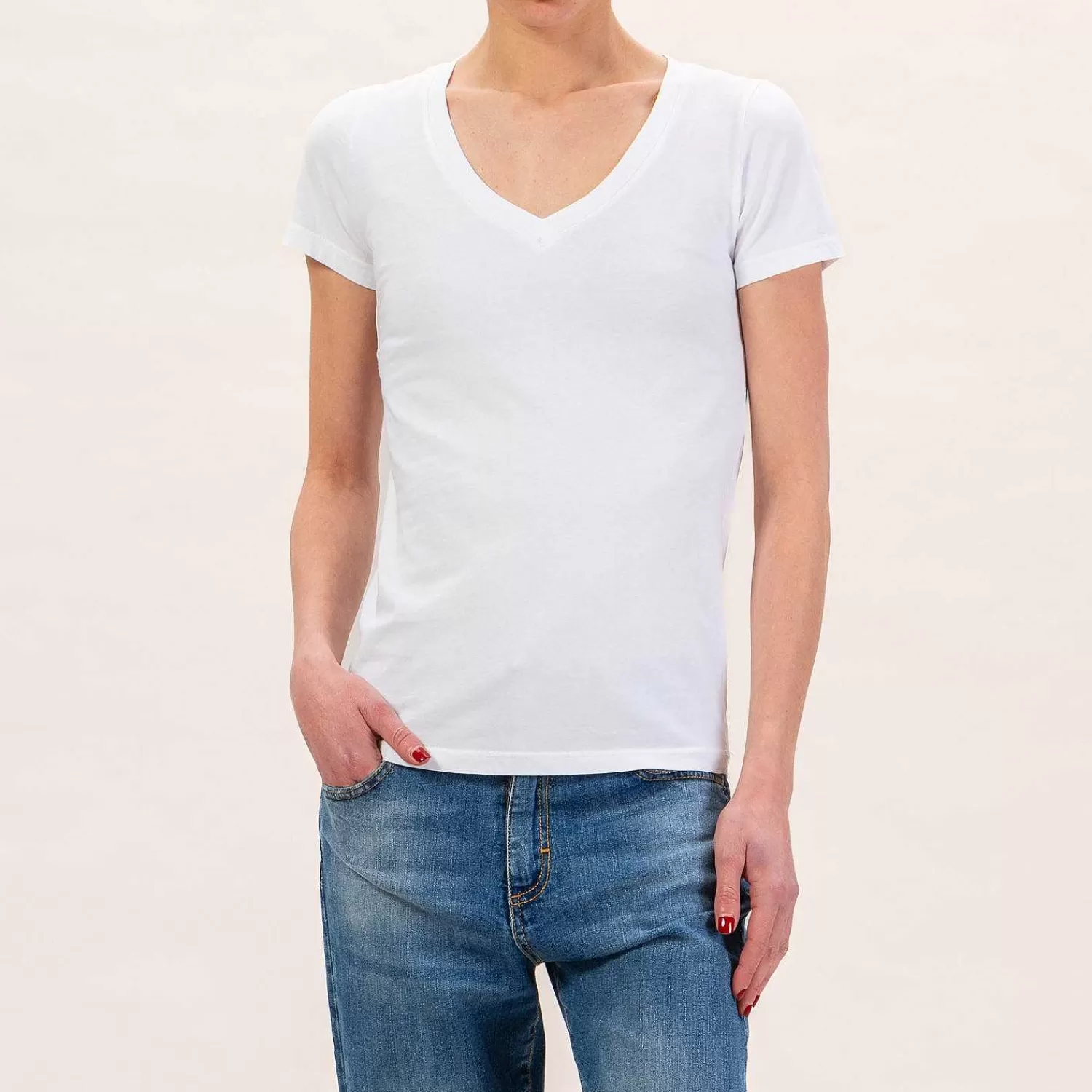 Best Sale White Mood Zeroassoluto-T-Shirt Slimfit Scollo V - Bianco