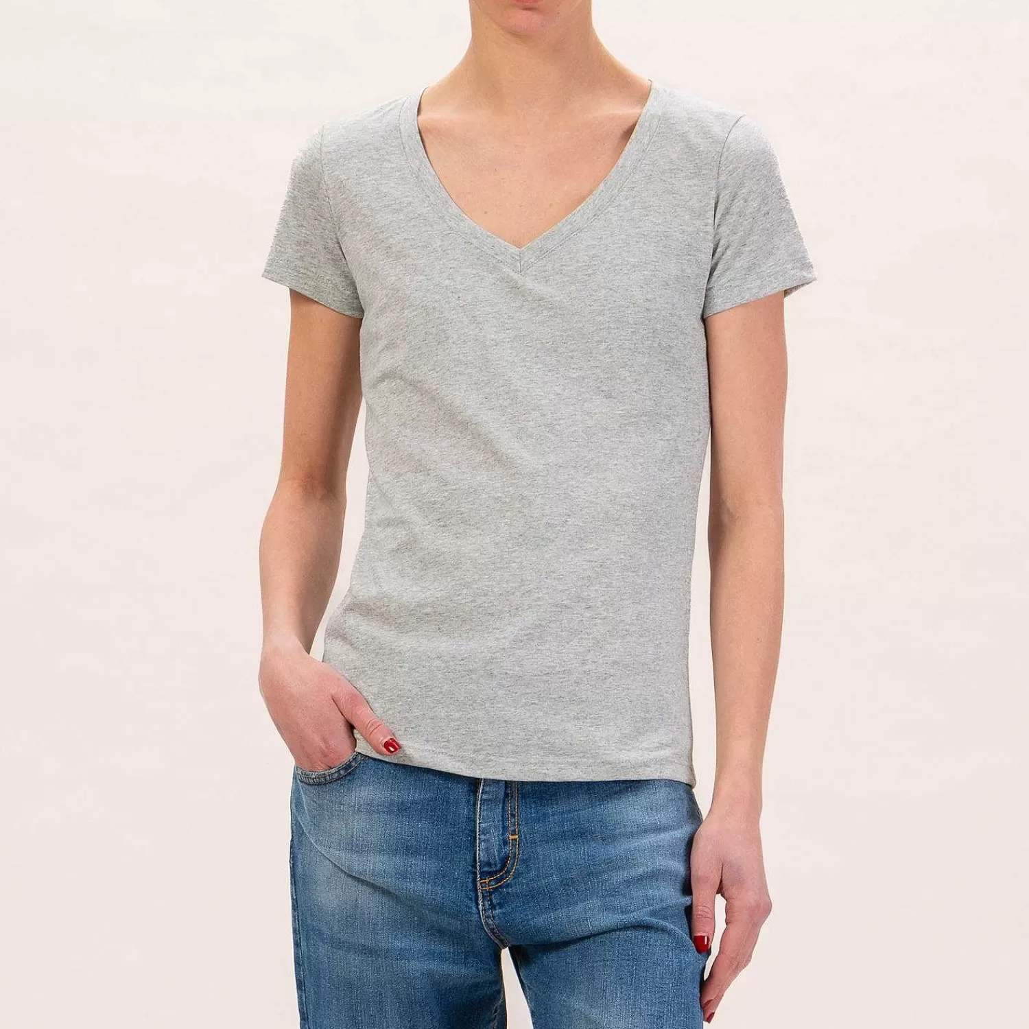 Flash Sale White Mood Zeroassoluto-T-Shirt Slimfit Scollo V - Grigio Melange