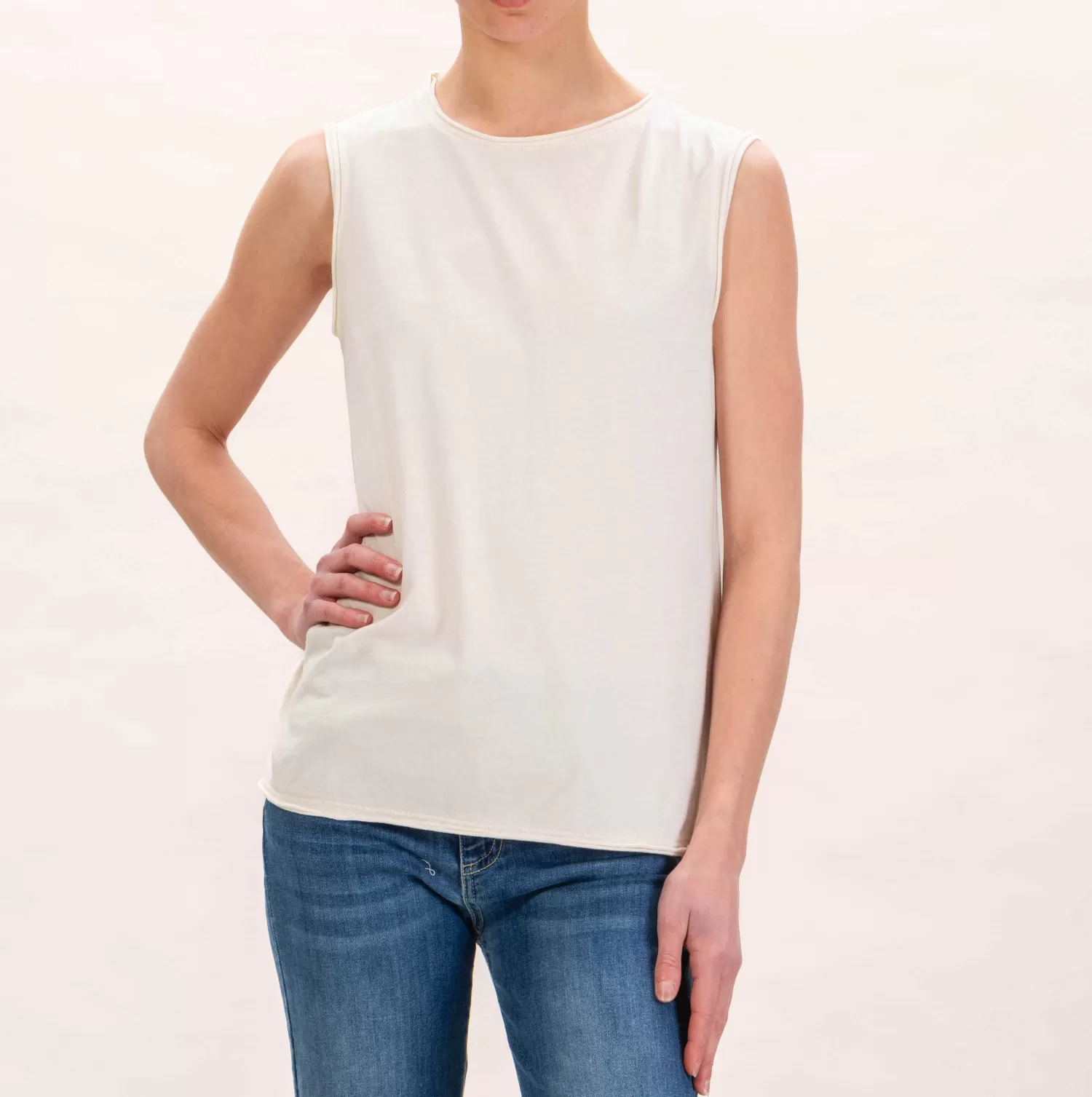 Cheap White Mood Zeroassoluto-T-Shirt Smanicata In Cotone - Burro