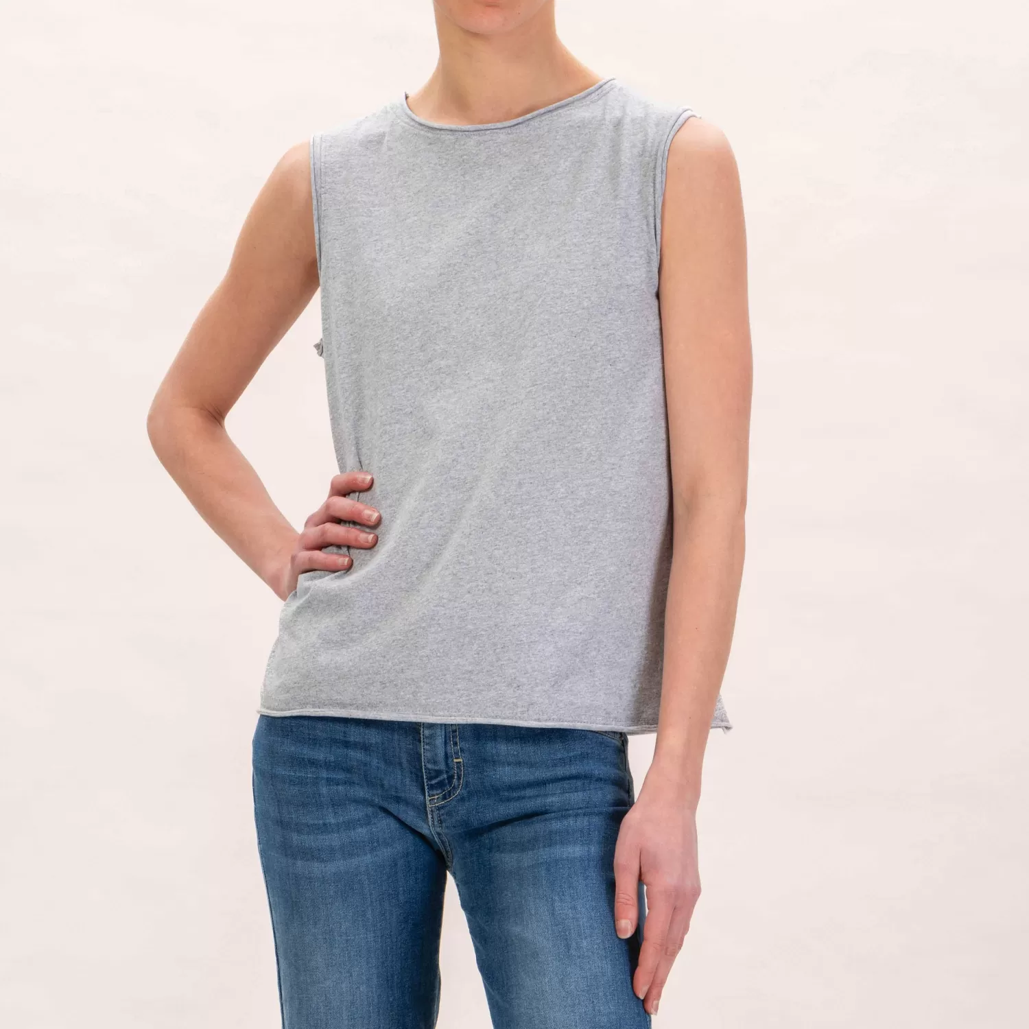 Shop White Mood Zeroassoluto-T-Shirt Smanicata In Cotone - Grigio Melange