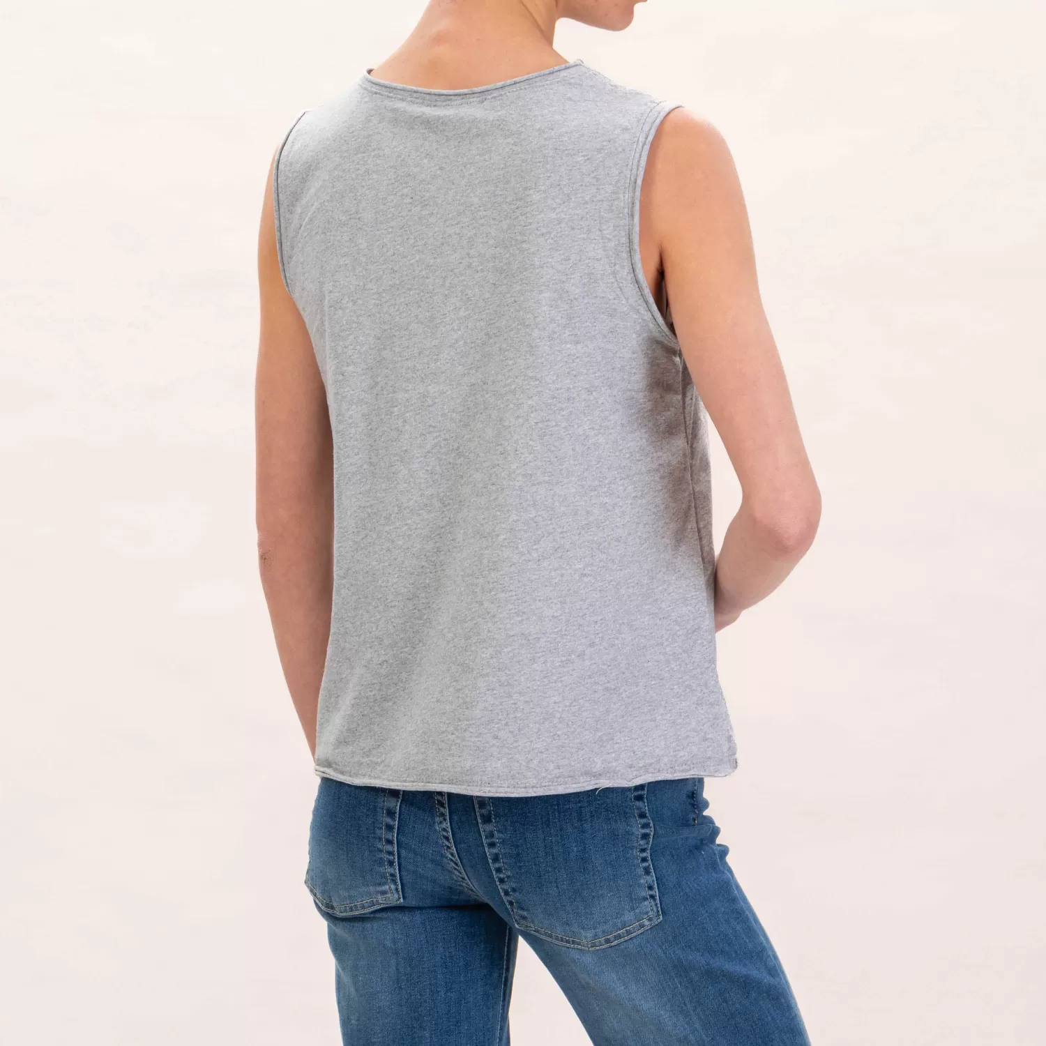 Shop White Mood Zeroassoluto-T-Shirt Smanicata In Cotone - Grigio Melange